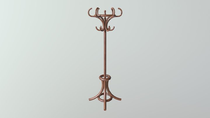 Classic wooden coat hanger 3D Model