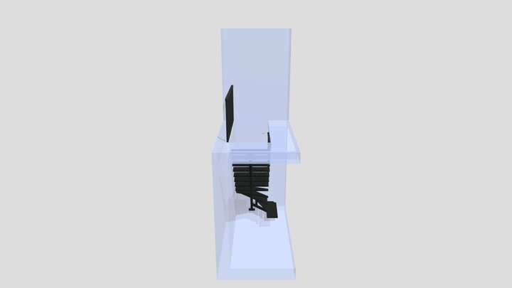 Lépcső (fa/acél) 3D Model