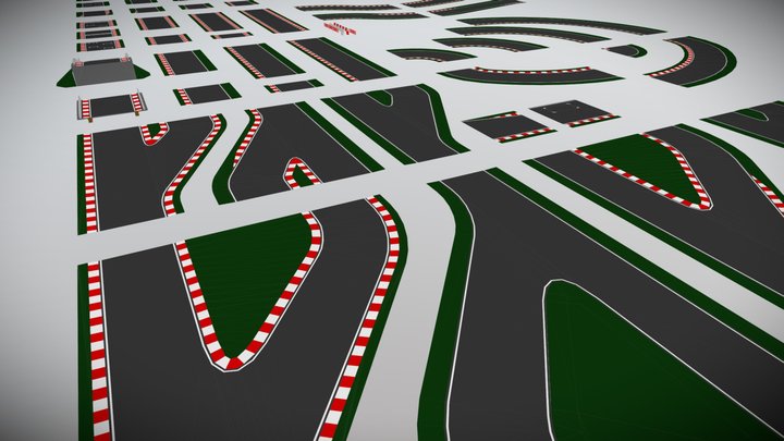 Modular Track Roads 3D Model