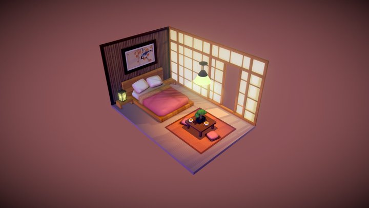 Small Japanese Bedroom 3D Model