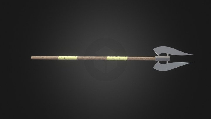 double edged wooden spear game ready 3D Model