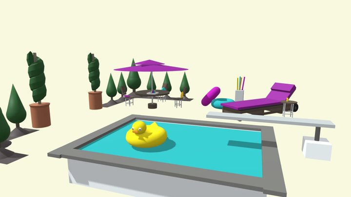 Poolside Set_Primitives 3D Model