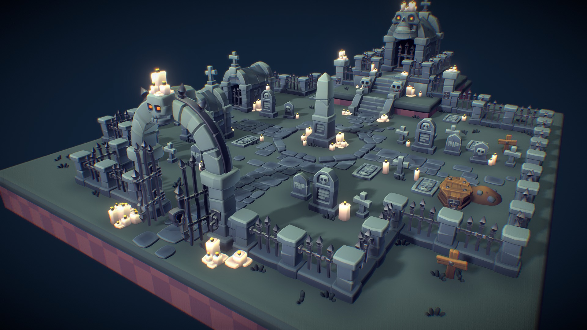 3D model Cemetery Set Update – Proto Series - This is a 3D model of the Cemetery Set Update - Proto Series. The 3D model is about a group of candles on a table.