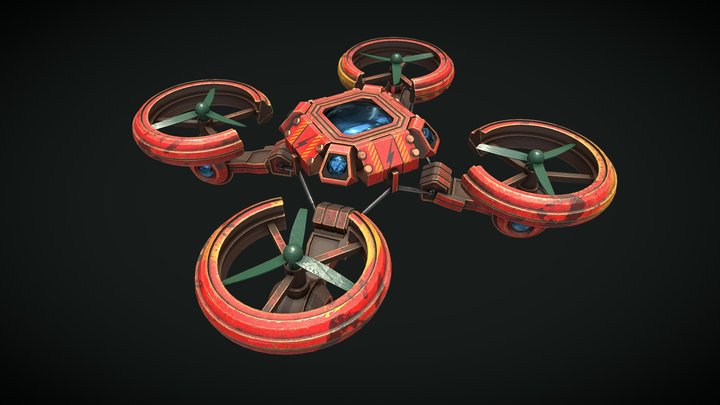 Quadrocopter Drone - animated 3D Model