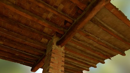 Pilar con vigas viguetas de madera 3D Model