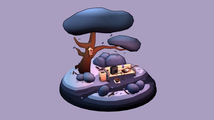 Guitarist in the park 3D Model