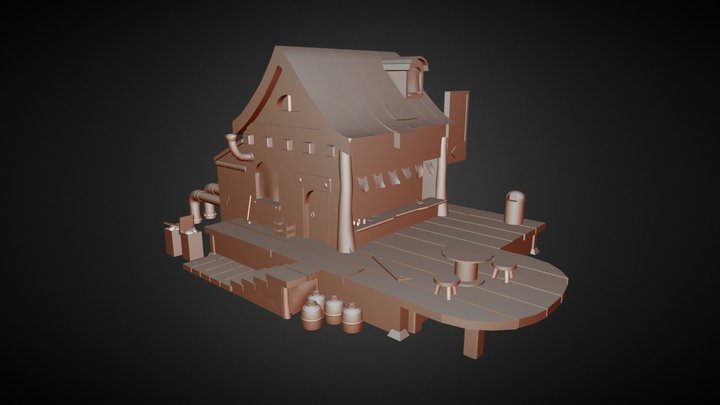 Cartoonish Restaurant 3D Model