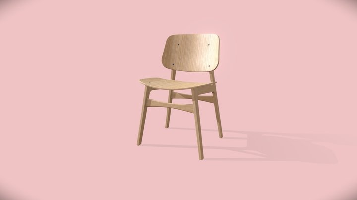 High-poly Modern Wood Chair 3D Model
