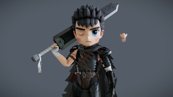 Berserk Guts Black Swordsman 3D Model