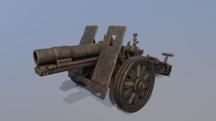 German artillery 15cm SIG 33 3D Model