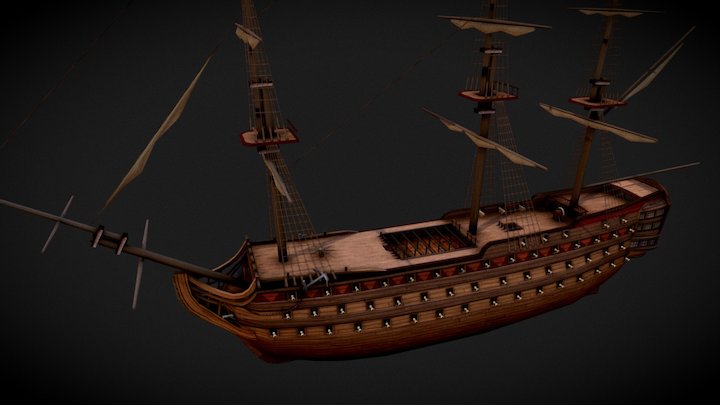 HMS Victory Spanish Design (Mobile Game) 3D Model