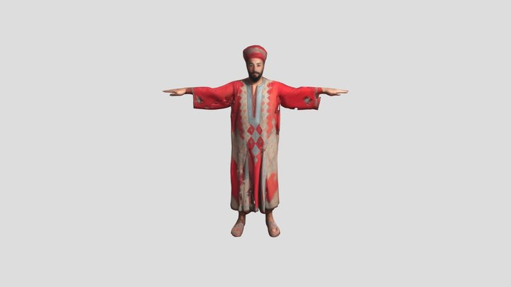 A traditional Moroccan man standing in a T-pose 3D Model
