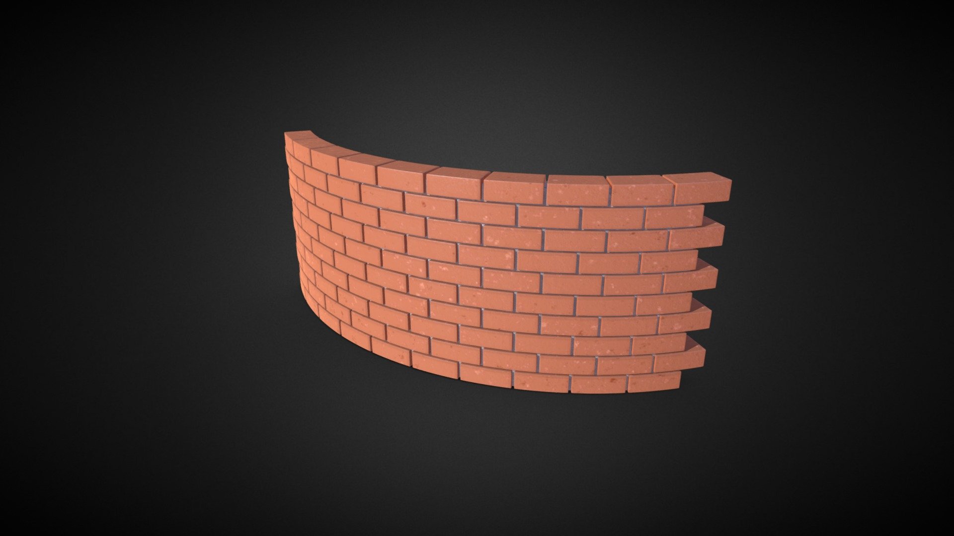 Stylized Curved Brick Wall Buy Royalty Free 3D model by Bacontaco