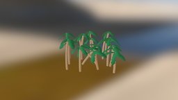 Palm Tree Cluster Textured 3D Model