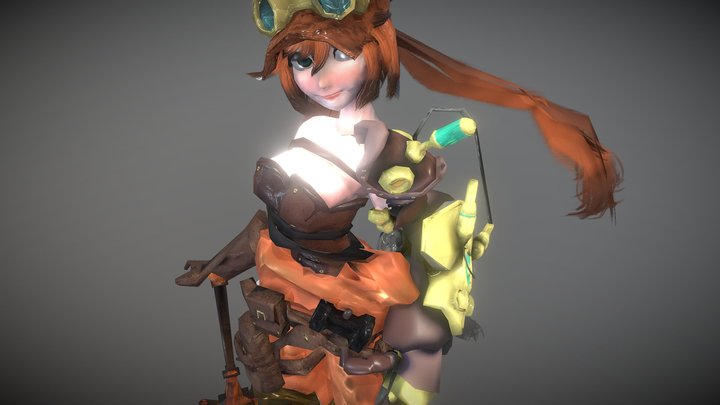 lowpoly blacksmith girl 3D Model