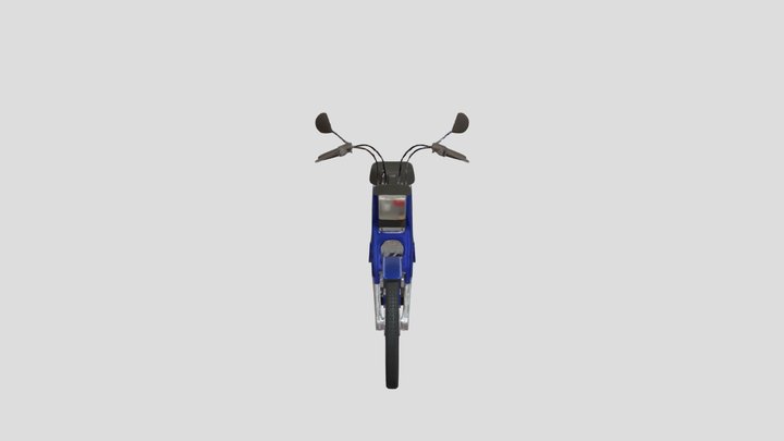 classic blue motorbike 3D Model