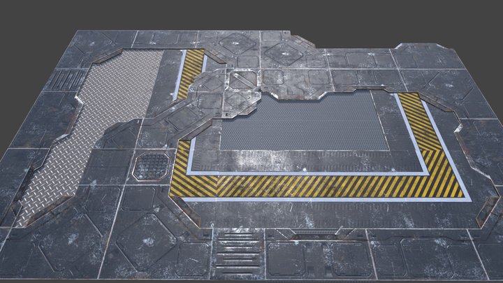 PBR Sci-Fi Modular Flooring 3D Model