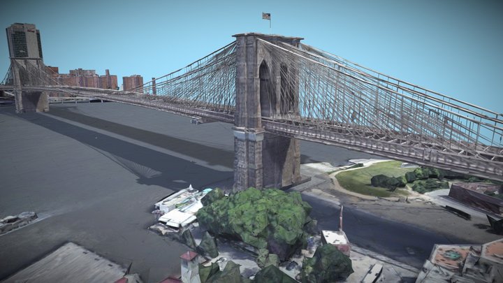 Brooklyn Bridge, Manhattan, New York, NY, USA – Modello 3D gratuito STL