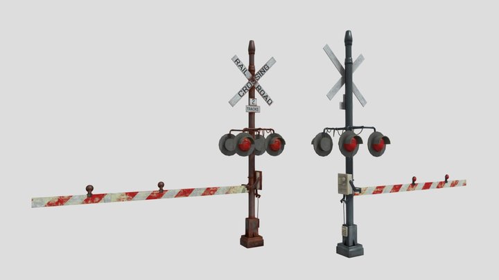 Railroad Crossing Gate with pbr textures 3D Model