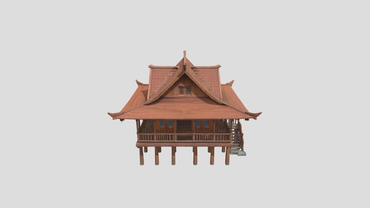 traditional malay wooden house 3D Model