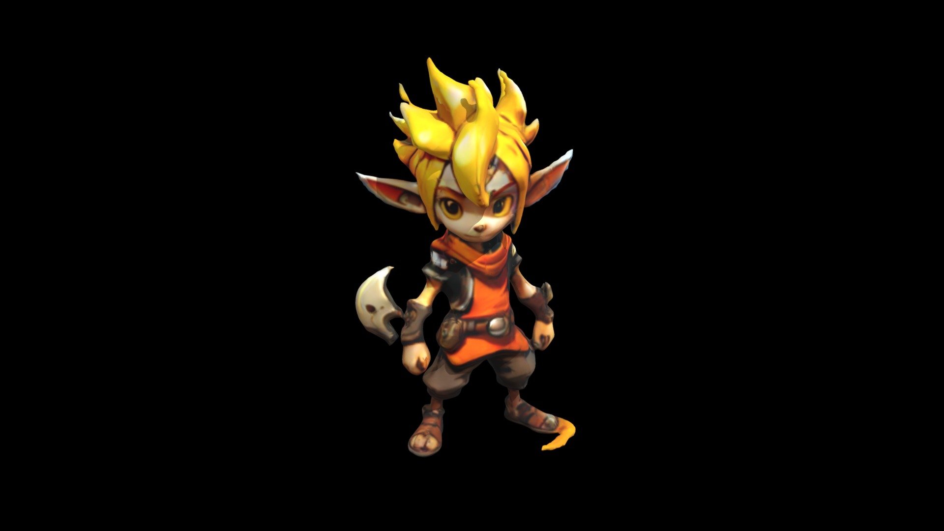 a cartoon character with yellow hair and a ha - Download Free 3D model ...