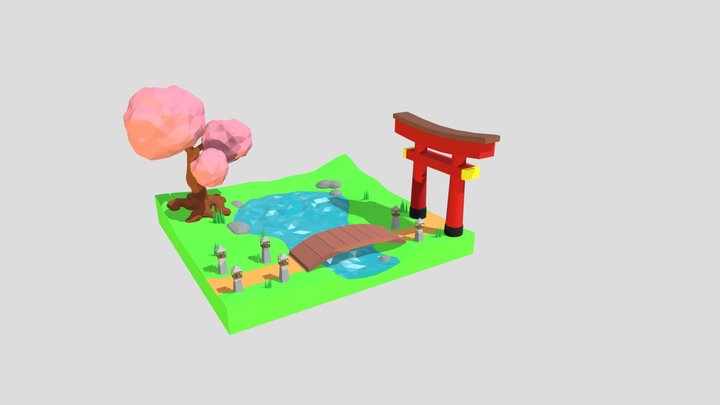 Japanese-style landscape 3D Model