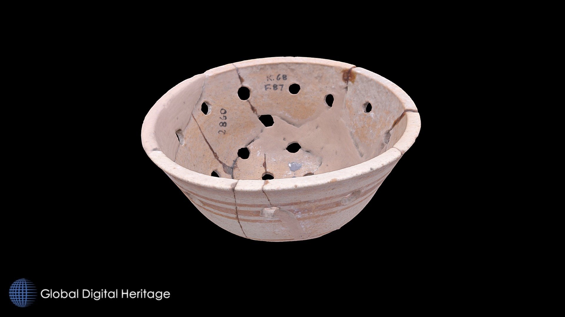 Strainer with red bands. Camarina, Sicily