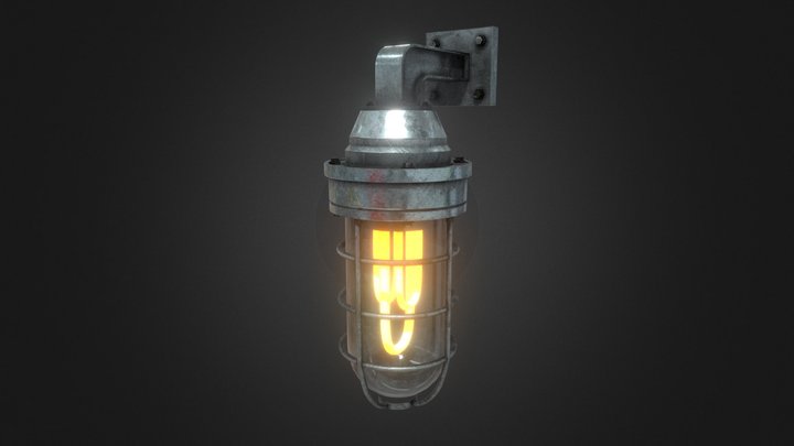 Industrial Sci-Fi Gritty Wall Lamp 3D Model