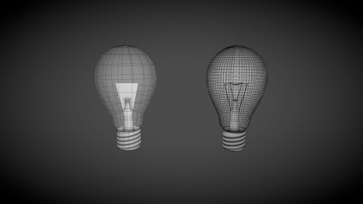 Lightbulb Wireframe LP & HP 3D Model