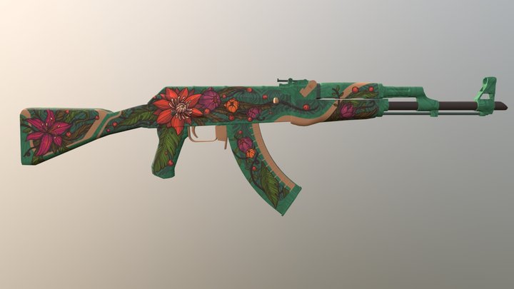 CSGO AK47 WILD LOTUS 3D Model
