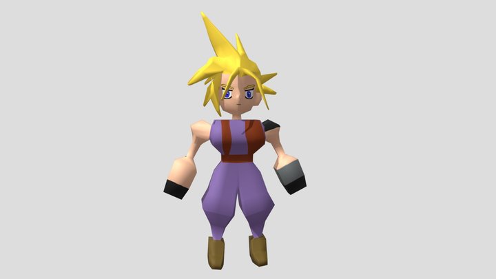 Low-Poly Cloud Strife 3D Model
