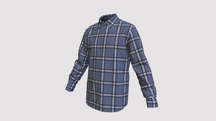 men's caro flannel shirt 3D Model