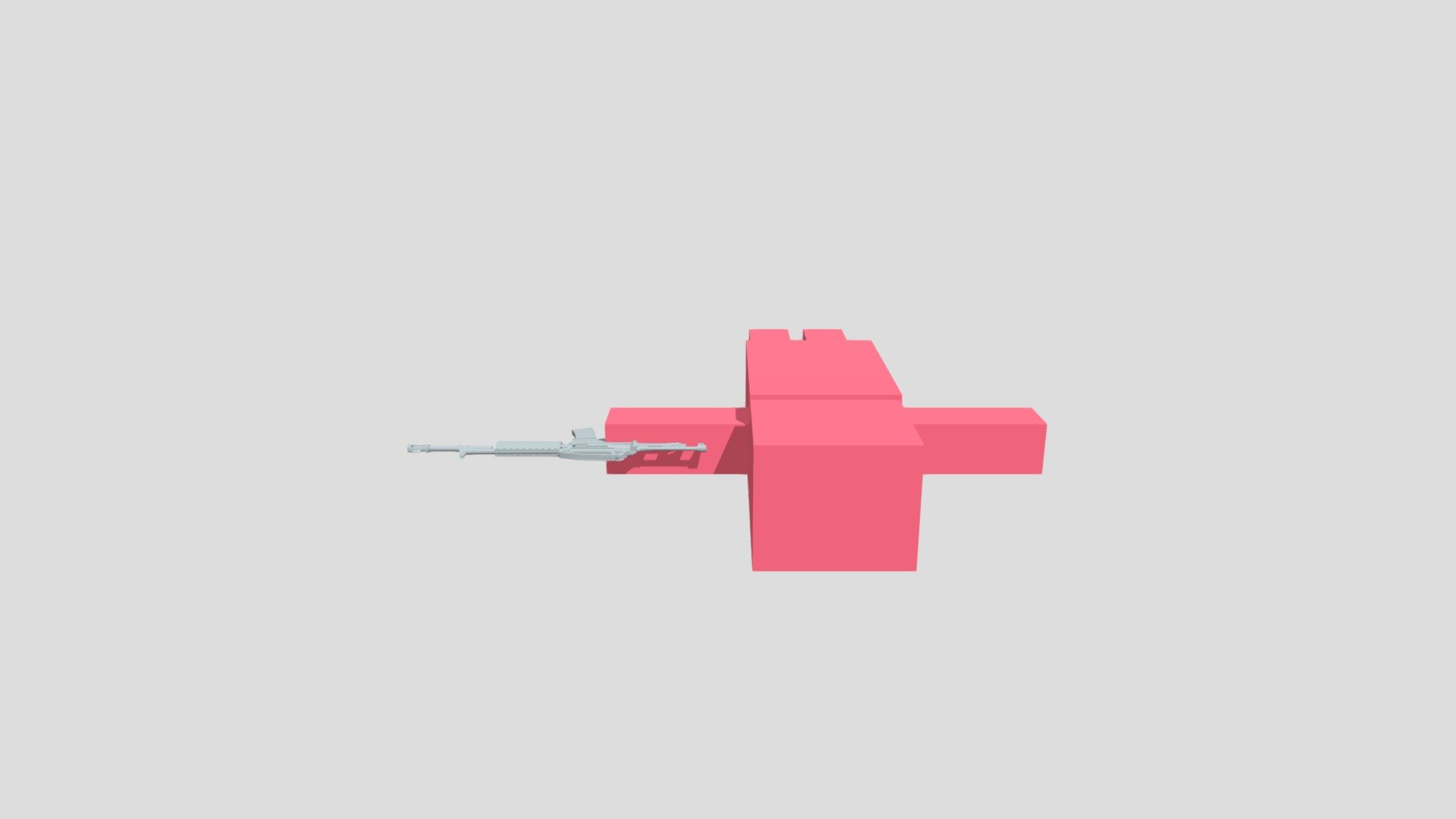 3D Block Man with gun