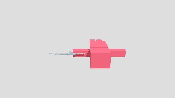 3D Block Man with gun 3D Model