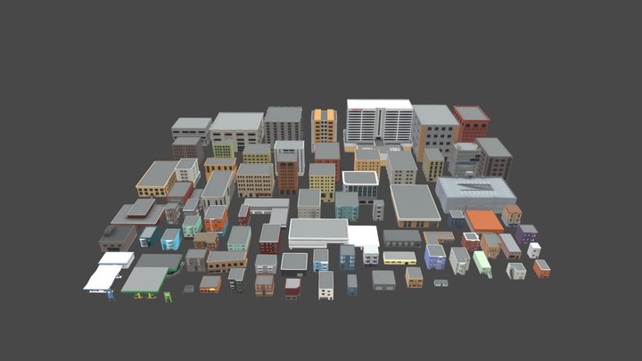 LOW POLY BUILDINGS PACK 3D Model