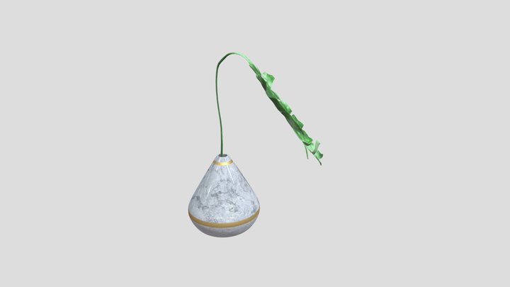 Monstera Marble Vase With Gold Strips – Modello 3D gratuito STL