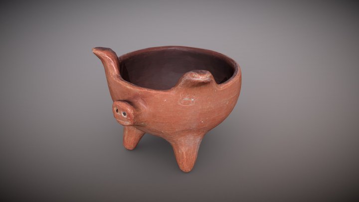 Game ready small mexican Pig Bowl "Molcajete" 3D Model