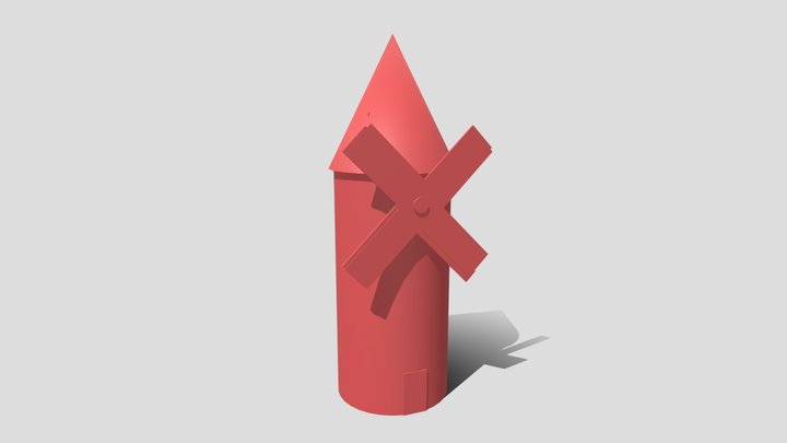 Molino de viento rojo 3D Model