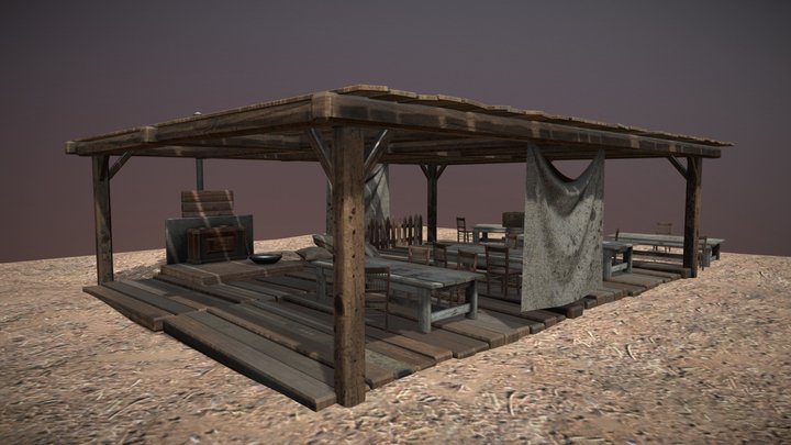 Wooden canteen 3D Model