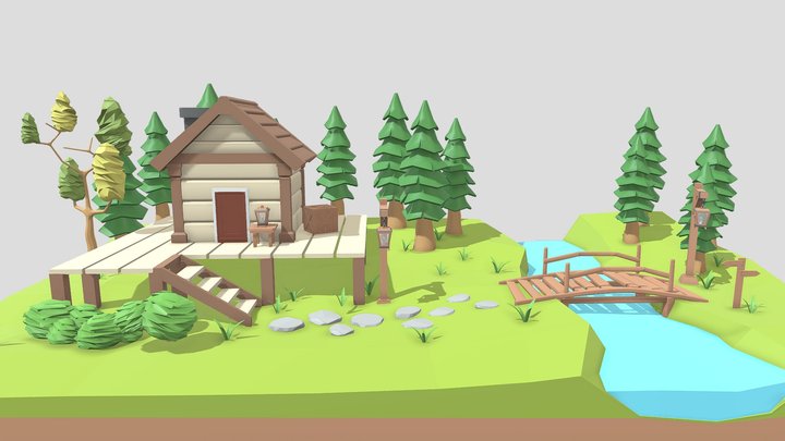 Low Poly House 3D Model