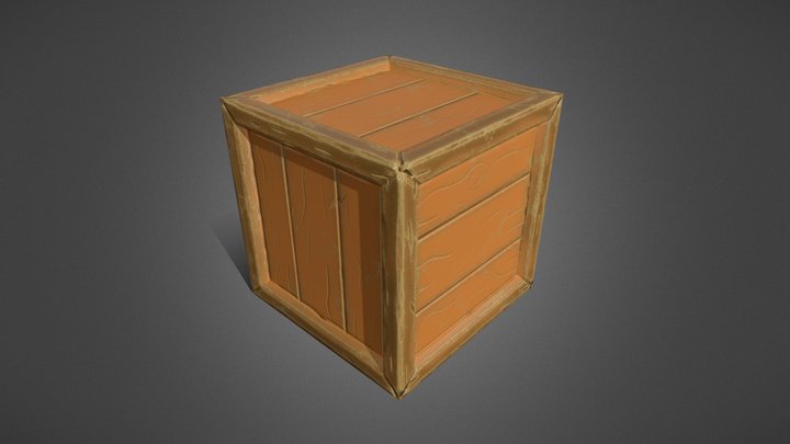 Simple Wooden Box. Low Poly 3D Model