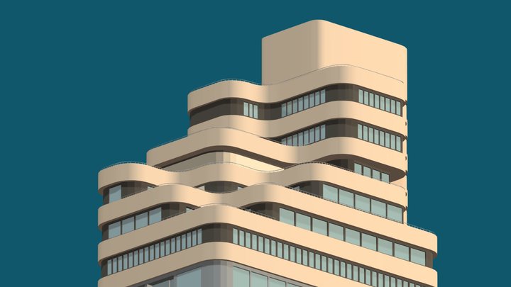 Brutalist Building Recreation Vilnius 3D Model