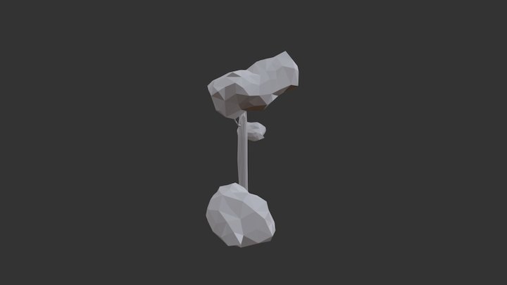 Low Poly Stone and Tree 3D Model