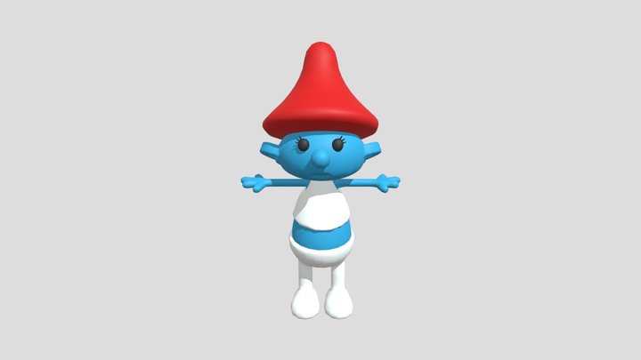Low Poly Mushroom Smurf 3D Model
