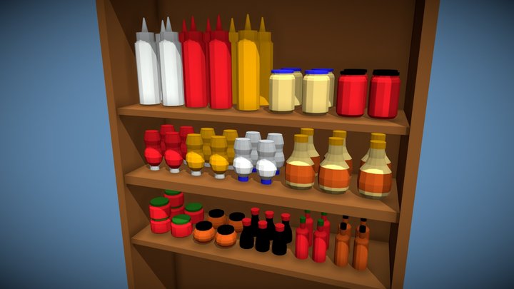 Low Poly Bottles Sauces Pack 3D Model