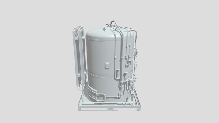 Industrial stainless steel tank 3D Model