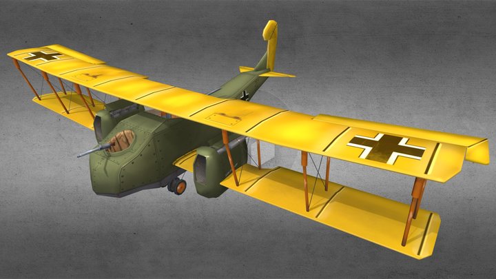 Gotha G IV stylized low-poly airplane 3D Model