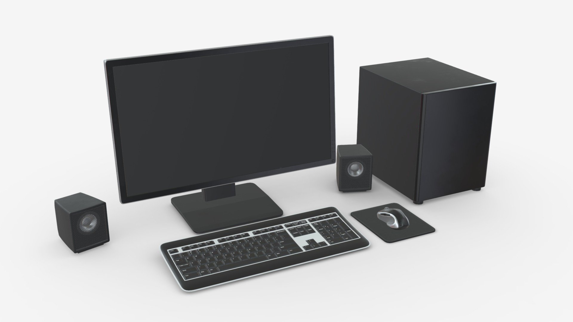 Computer Monitor Keyboard Mouse Speakers Woofer Buy Royalty Free 3d