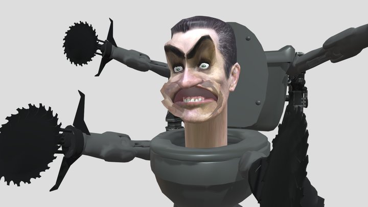 Buzzsaw gman toilet With Animation. 3D Model