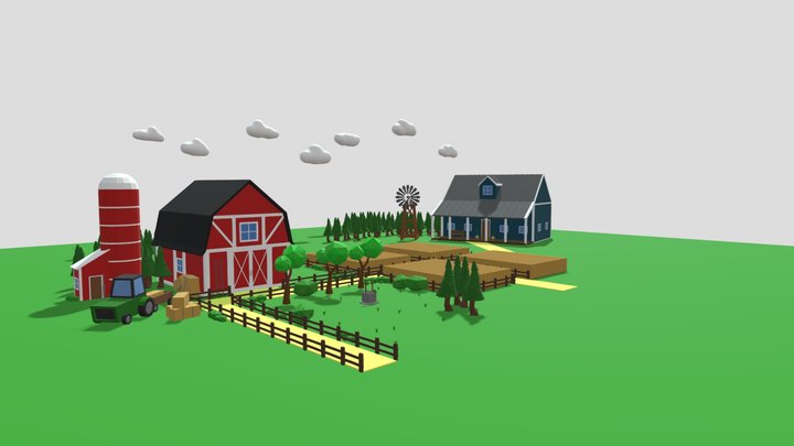 Low Poly Farm 3D Model
